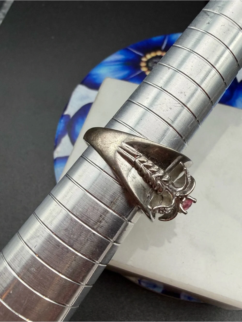 925 Sterling Silver Flower floral Ring #S78  size 7.75